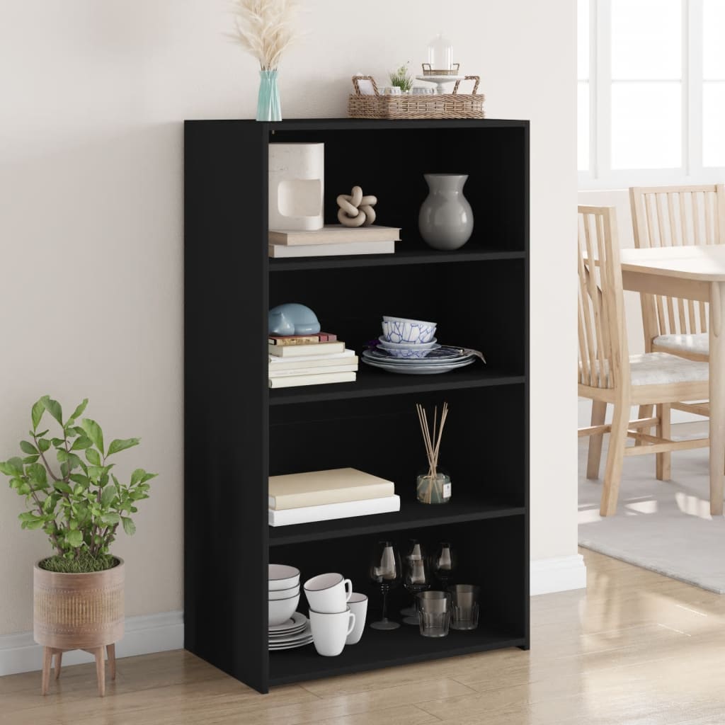 Buffet haut noir 70x41x124 cm bois d'ingénierie