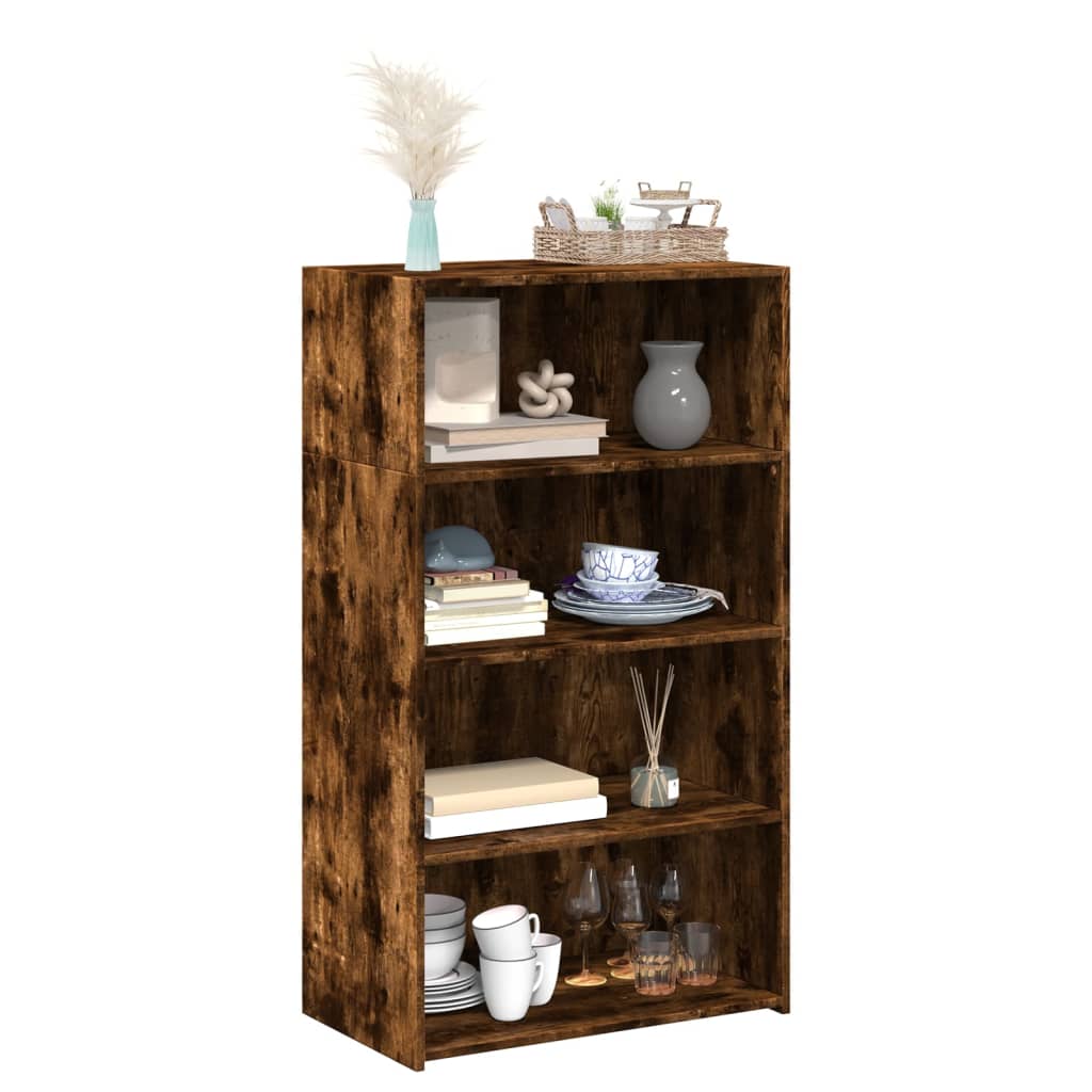 Buffet haut chêne fumé 70x41x124 cm bois d'ingénierie