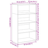 Buffet haut chêne fumé 70x41x124 cm bois d'ingénierie