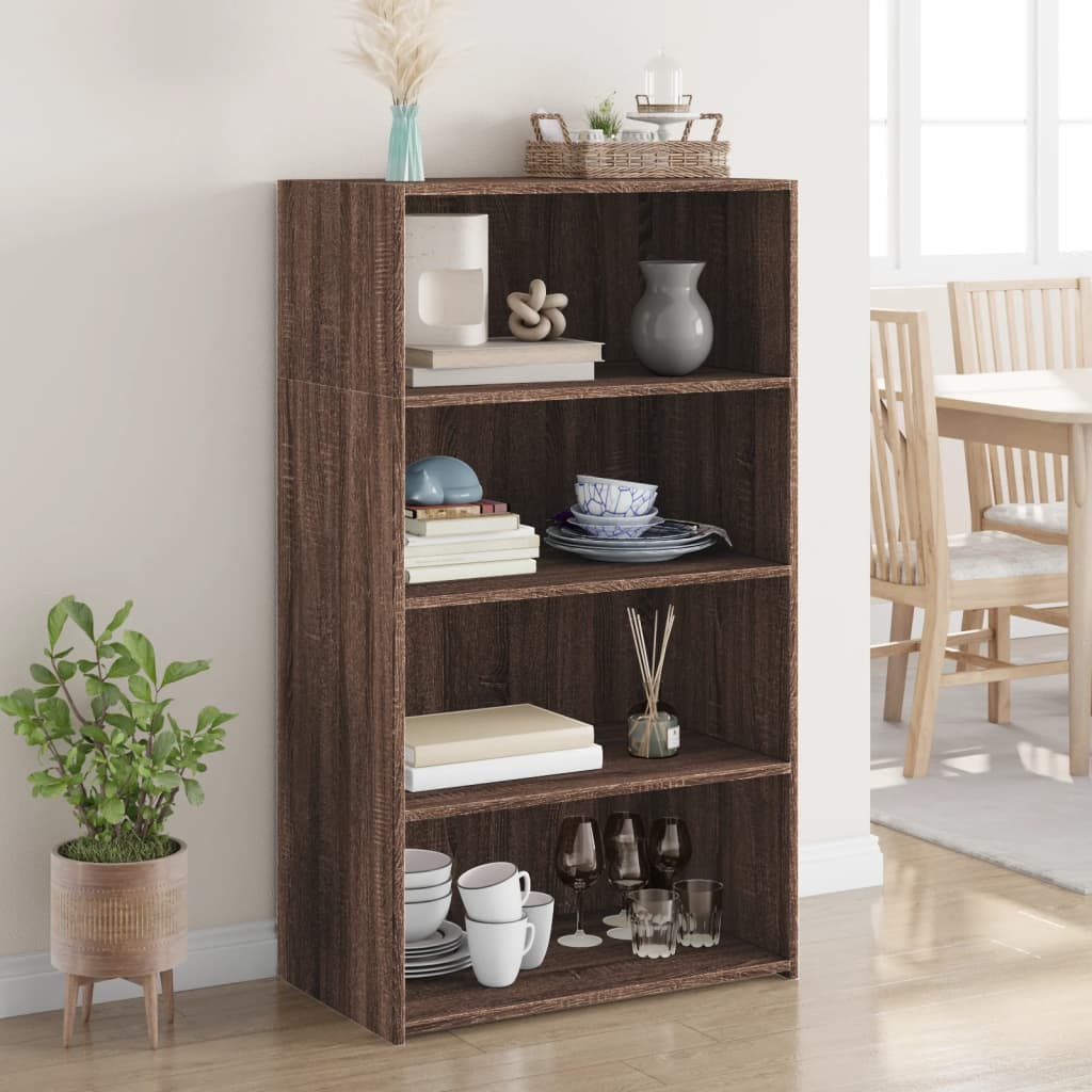 High sideboard brown oak 70x41x124 cm engineered wood