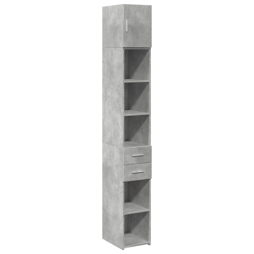 Armoire de rangement mince gris béton 30x42,5x225 cm