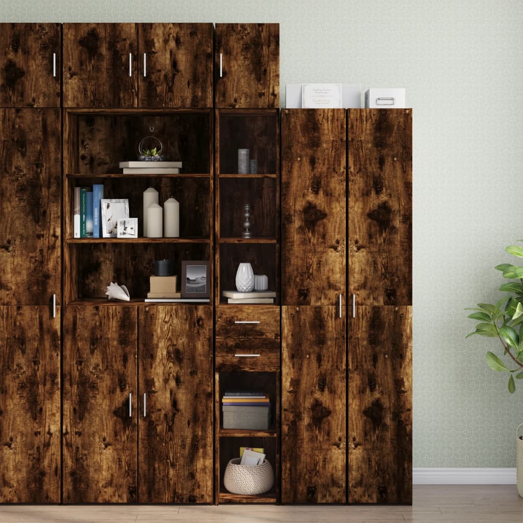 Armoire de rangement mince chêne fumé 30x42,5x225 cm