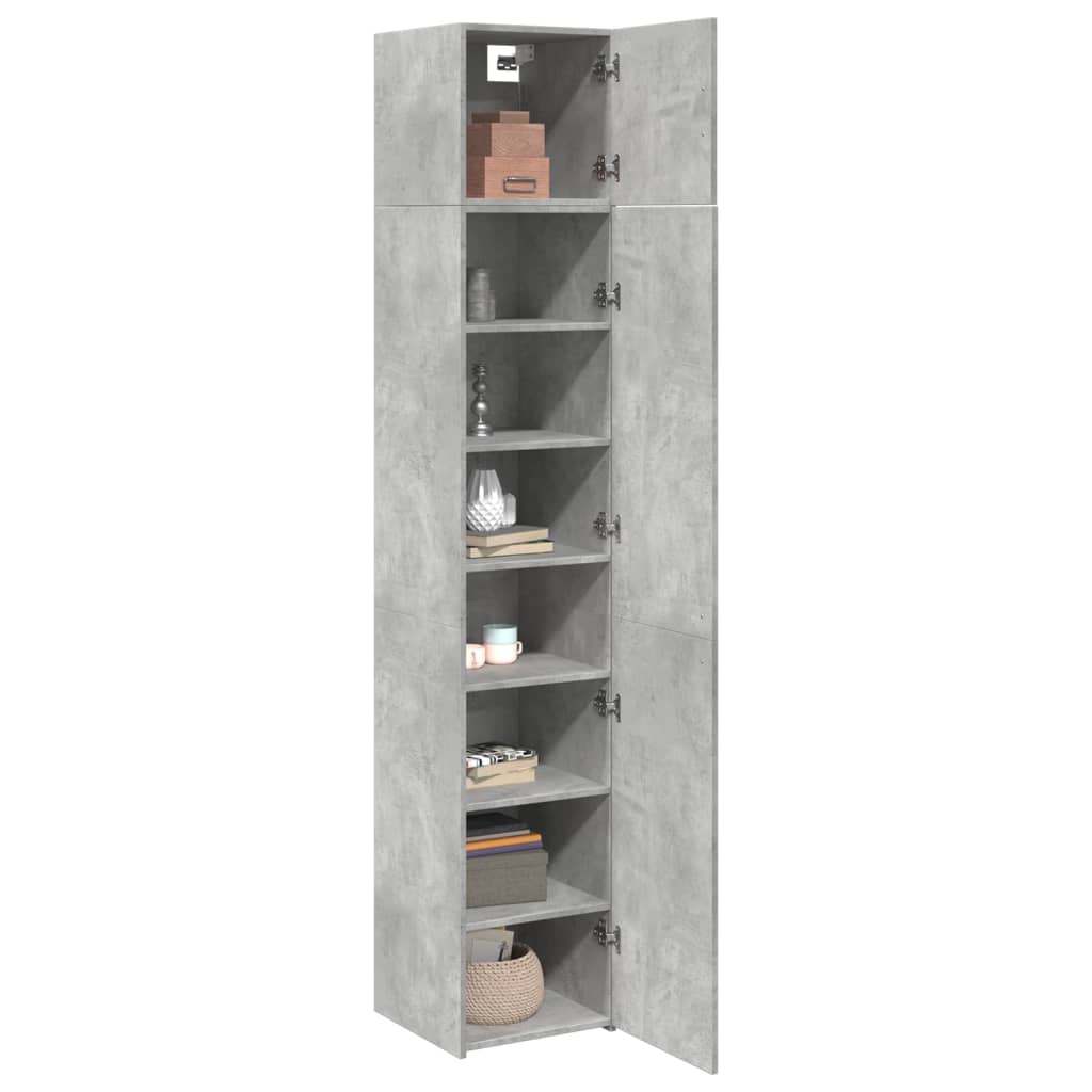 Armoire de rangement mince gris béton 40x42,5x225 cm