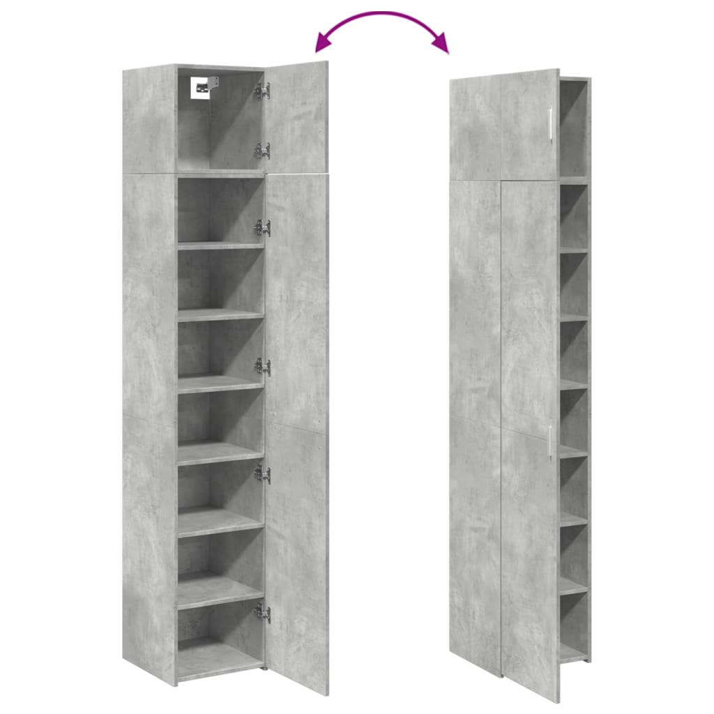 Armoire de rangement mince gris béton 40x42,5x225 cm