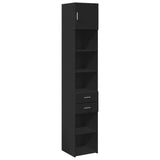 Black slim storage cabinet 40x42.5x225cm engineered wood