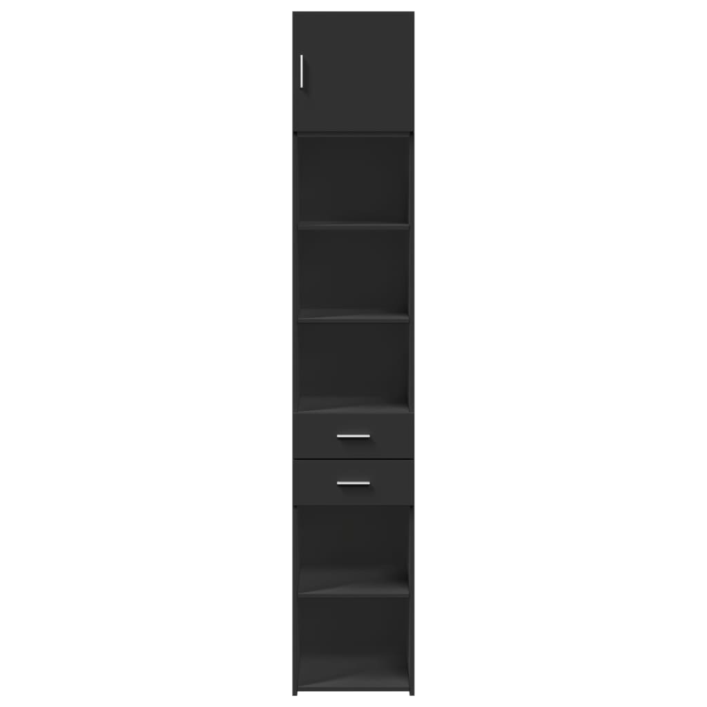 Black slim storage cabinet 40x42.5x225cm engineered wood