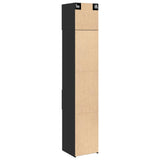 Black slim storage cabinet 40x42.5x225cm engineered wood