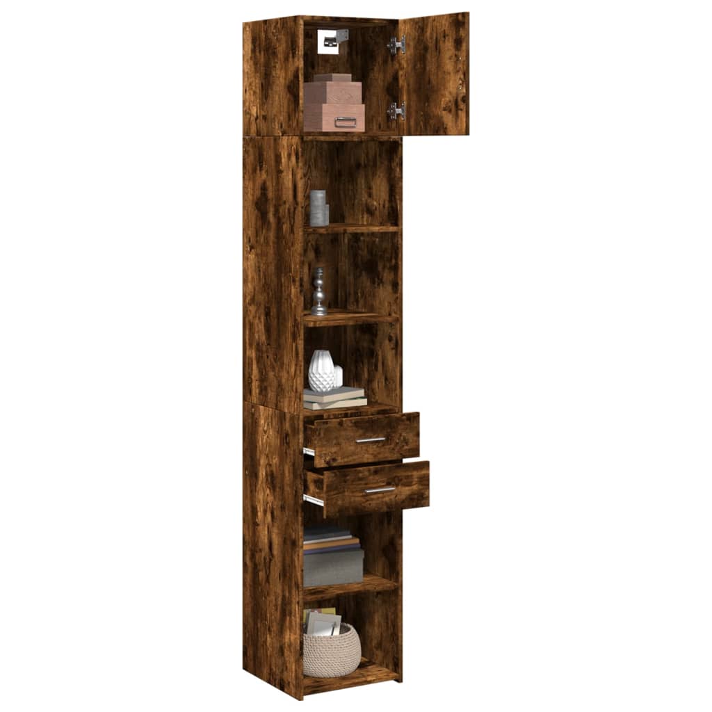 Armoire de rangement mince chêne fumé 40x42,5x225 cm