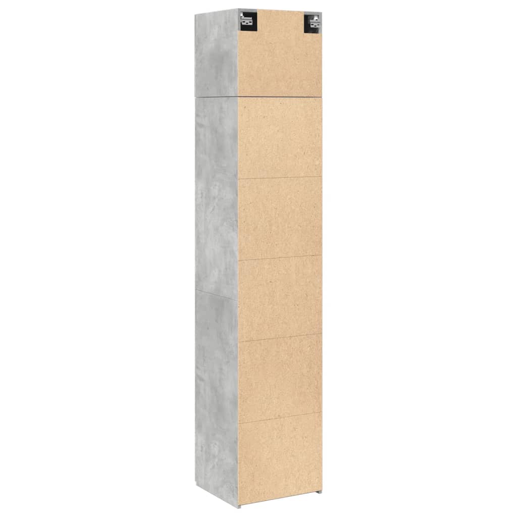 Armoire de rangement mince gris béton 45x42,5x225 cm