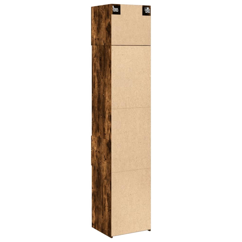 Armoire de rangement mince chêne fumé 45x42,5x225 cm