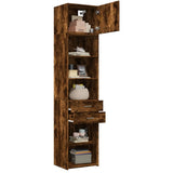 Armoire de rangement mince chêne fumé 50x42,5x225 cm