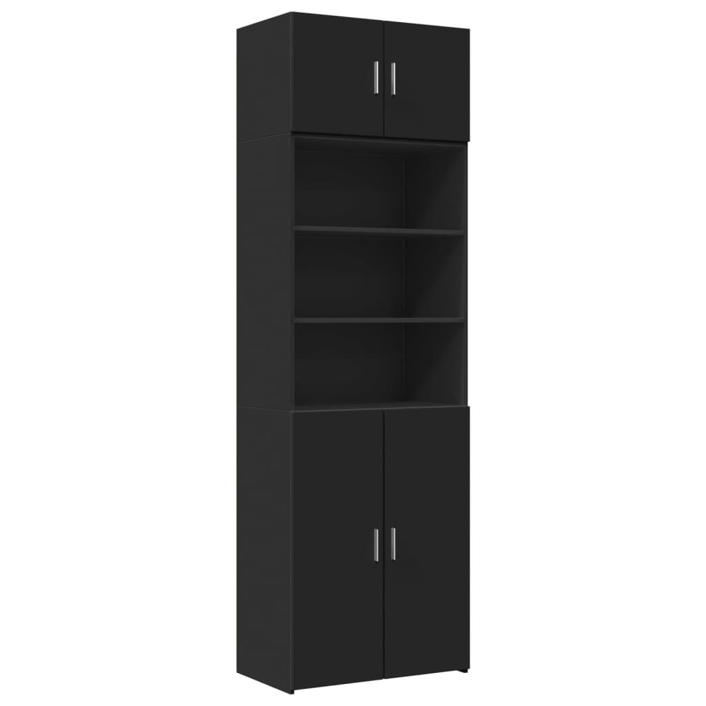 Black storage cabinet 70x42.5x225 cm engineered wood