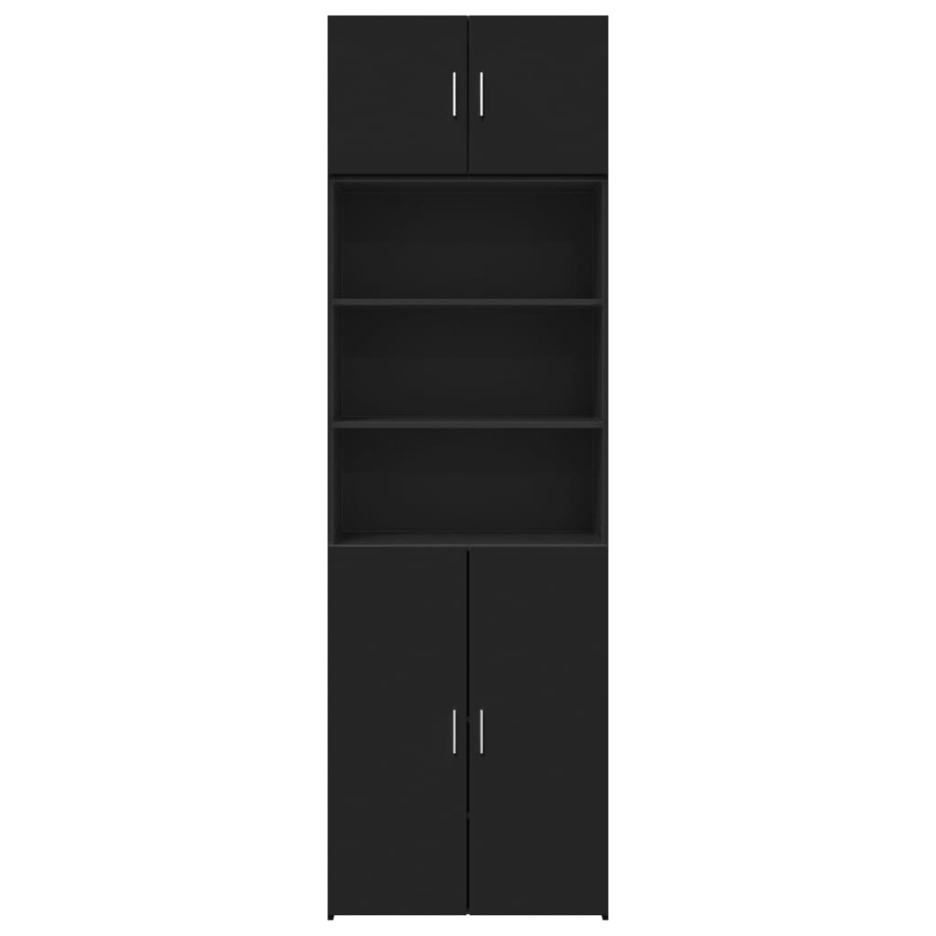 Black storage cabinet 70x42.5x225 cm engineered wood