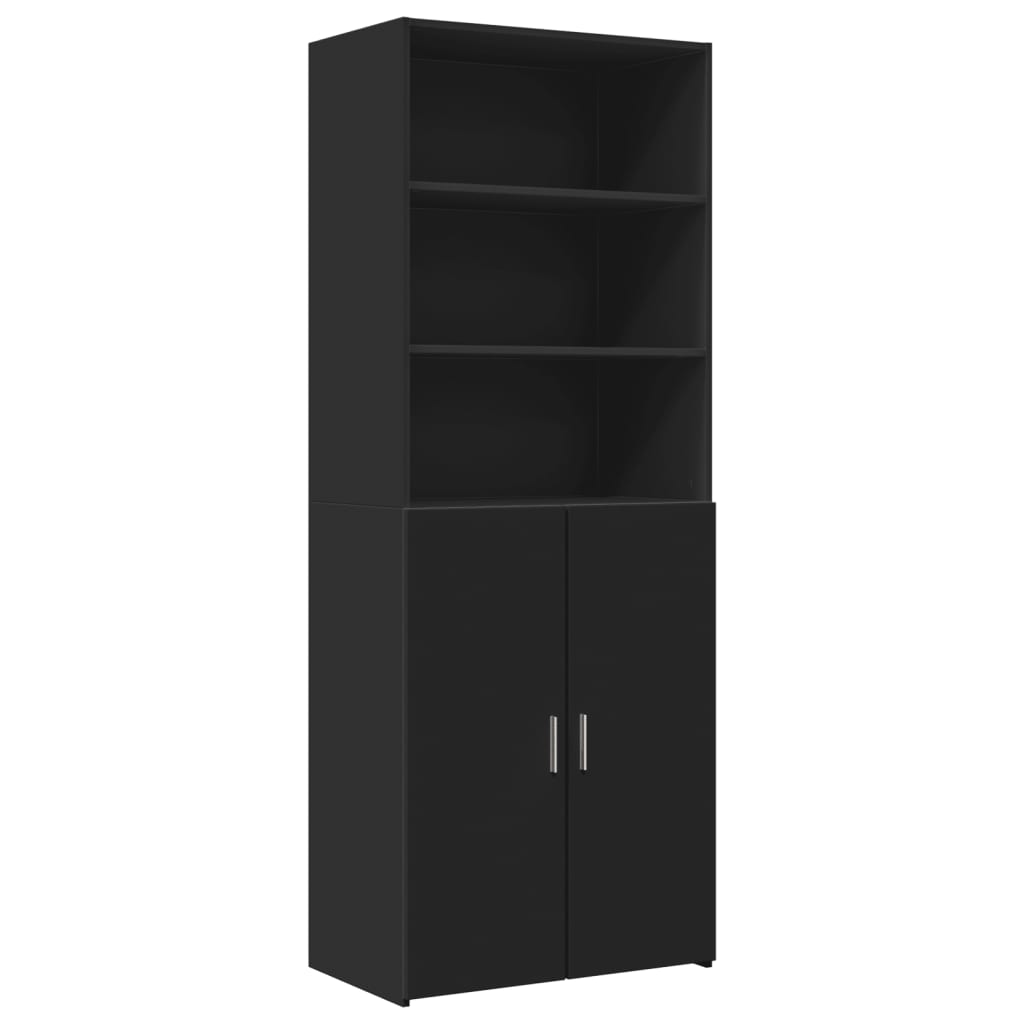 Black storage cabinet 70x42.5x225 cm engineered wood