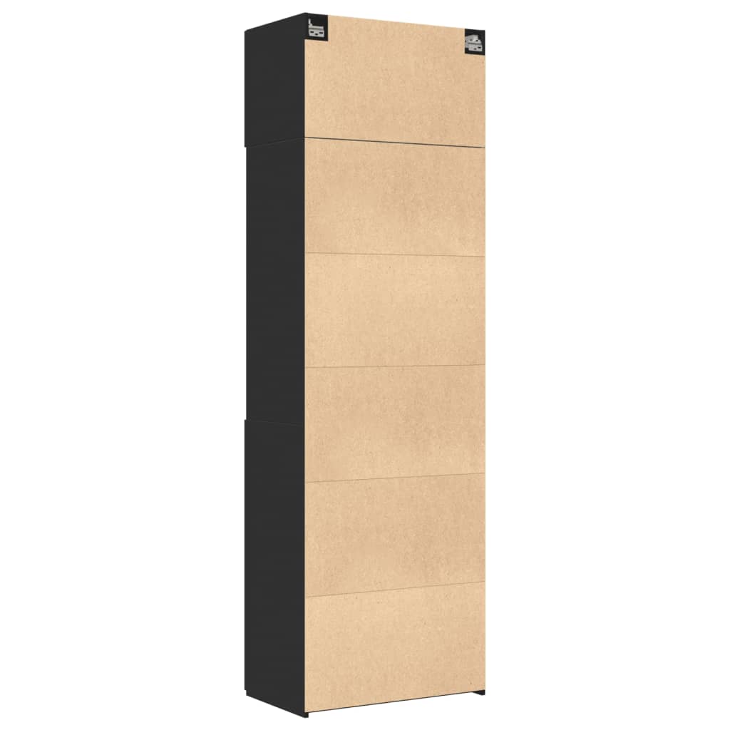 Black storage cabinet 70x42.5x225 cm engineered wood