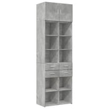 Armoire de rangement gris béton 70x42,5x225cm bois d'ingénierie