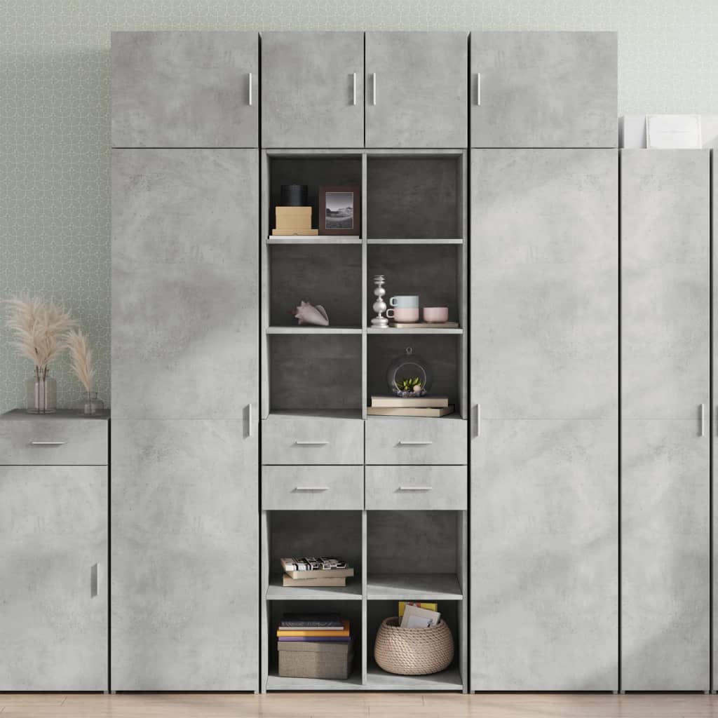 Armoire de rangement gris béton 70x42,5x225cm bois d'ingénierie