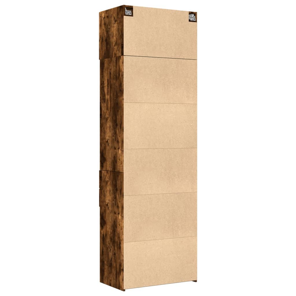 Armoire de rangement chêne fumé 70x42,5x225cm bois d'ingénierie