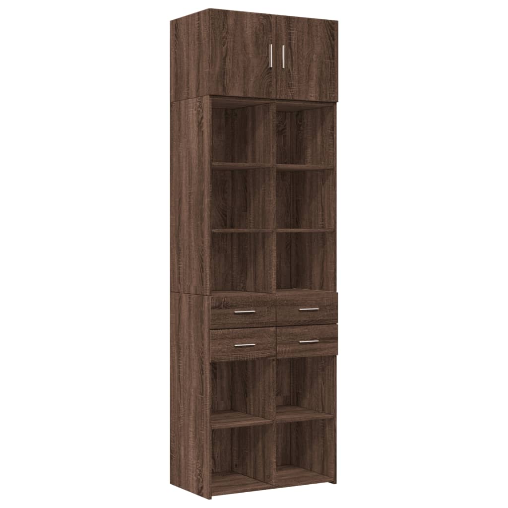 Brown oak storage cabinet 70x42.5x225cm engineered wood