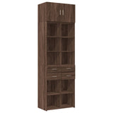 Brown oak storage cabinet 70x42.5x225cm engineered wood