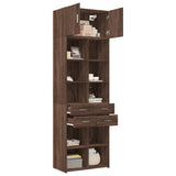 Brown oak storage cabinet 70x42.5x225cm engineered wood