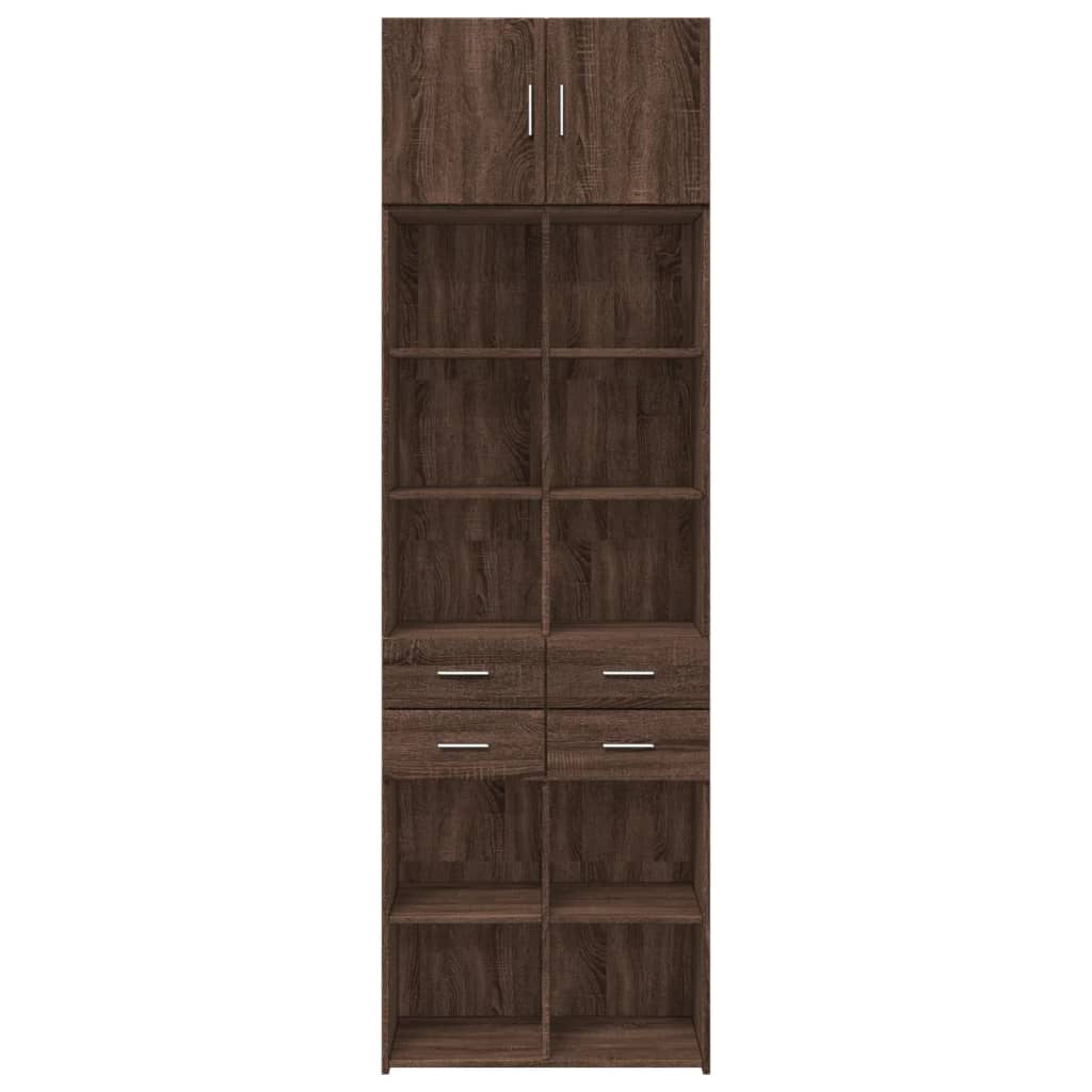 Brown oak storage cabinet 70x42.5x225cm engineered wood