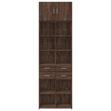 Brown oak storage cabinet 70x42.5x225cm engineered wood