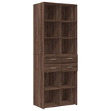 Brown oak storage cabinet 70x42.5x225cm engineered wood