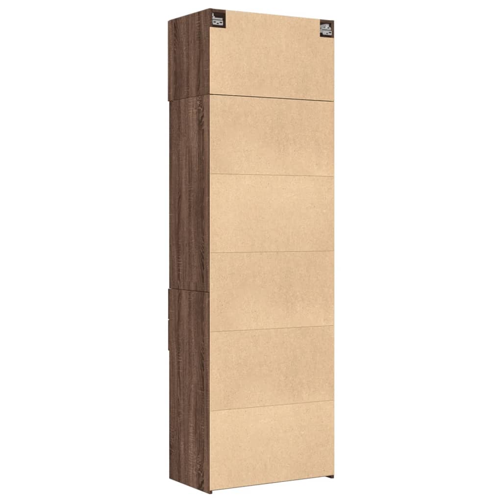 Brown oak storage cabinet 70x42.5x225cm engineered wood