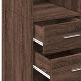 Brown oak storage cabinet 70x42.5x225cm engineered wood