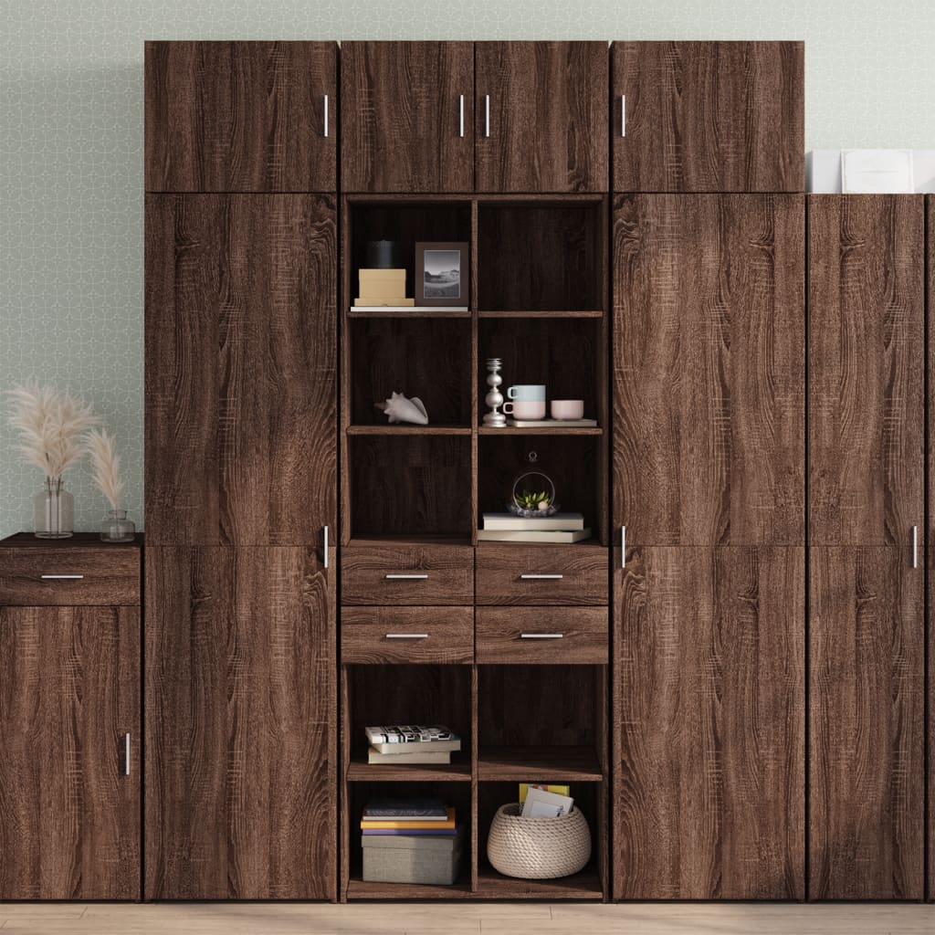 Brown oak storage cabinet 70x42.5x225cm engineered wood