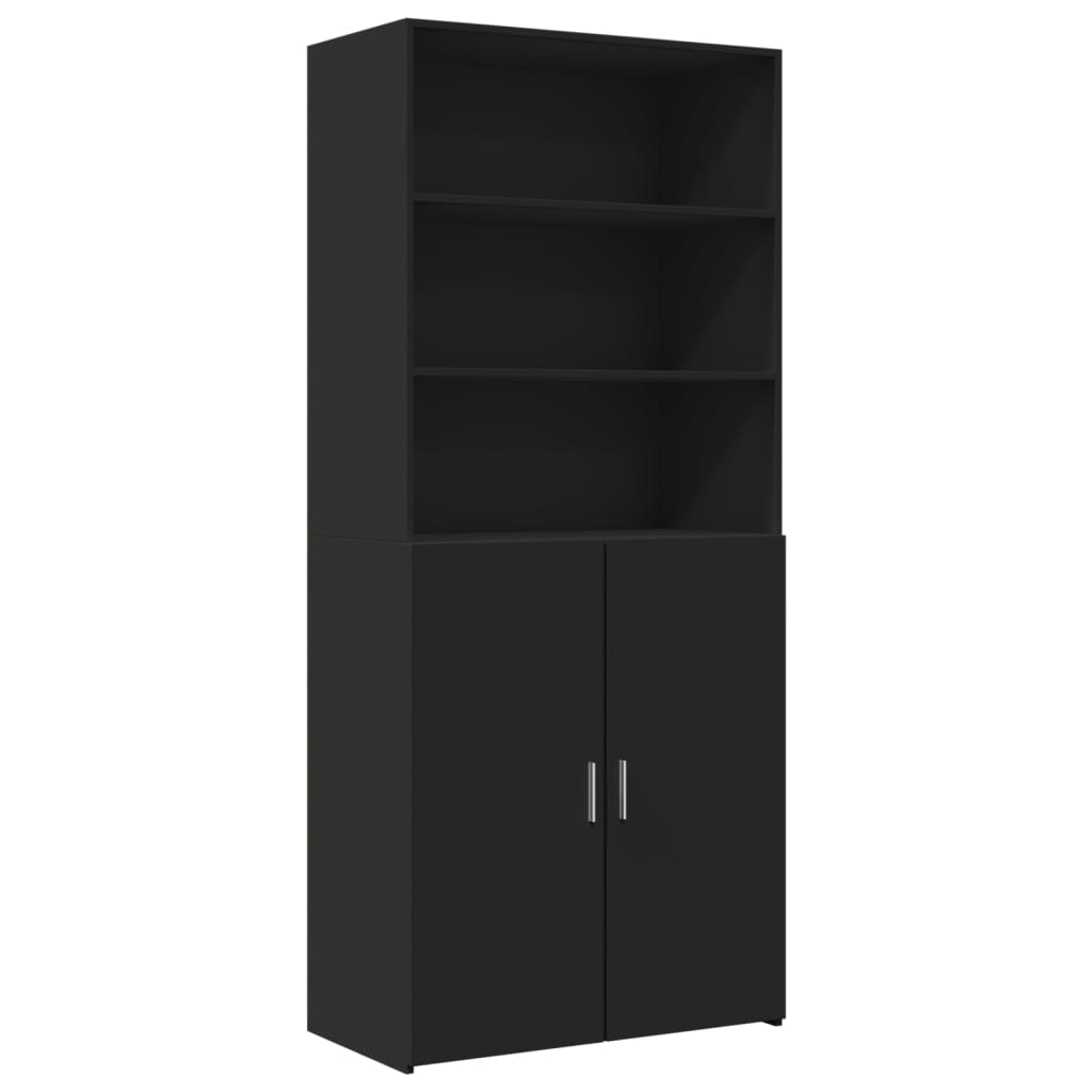 Armoire de rangement noir 80x42,5x225 cm bois d'ingénierie