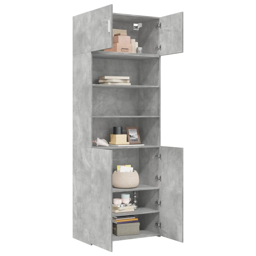 Armoire de rangement gris béton 80x42,5x225cm bois d'ingénierie