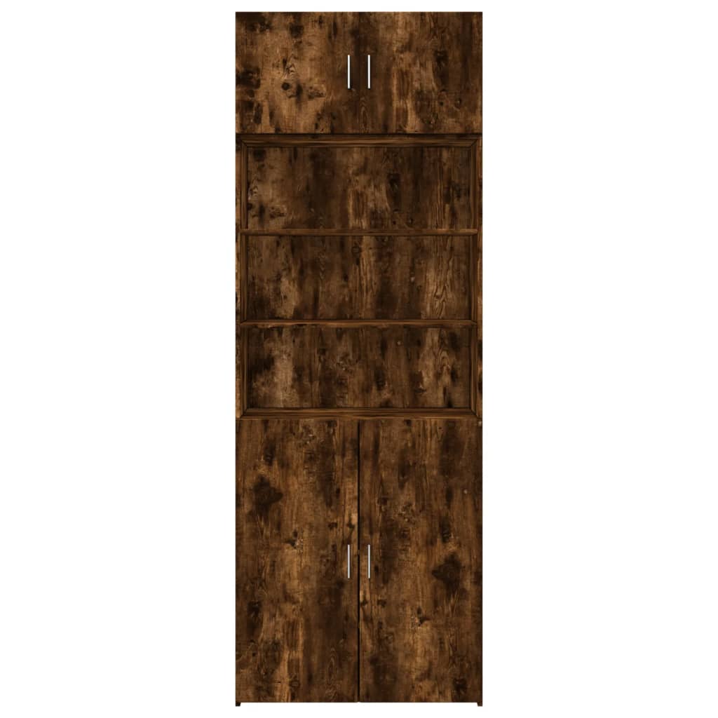 Armoire de rangement chêne fumé 80x42,5x225cm bois d'ingénierie