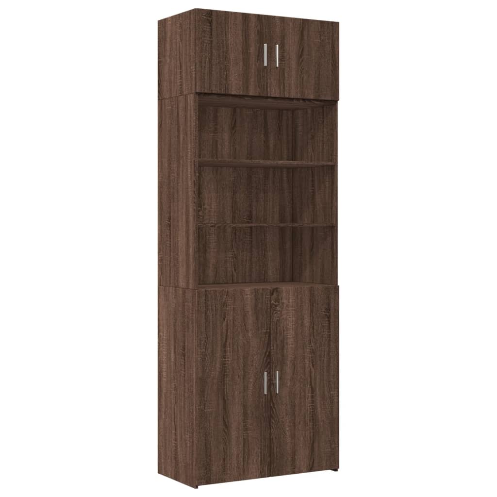 Brown oak storage cabinet 80x42.5x225cm engineered wood