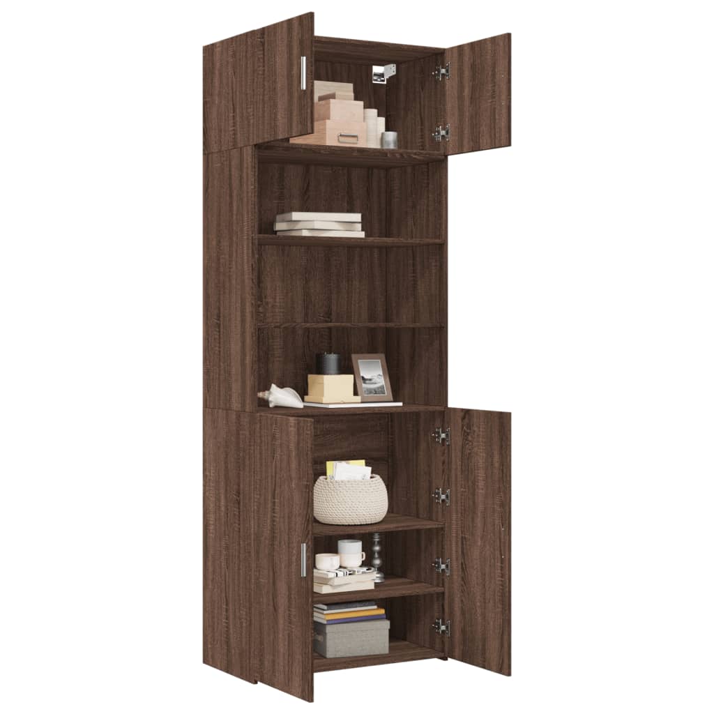 Brown oak storage cabinet 80x42.5x225cm engineered wood