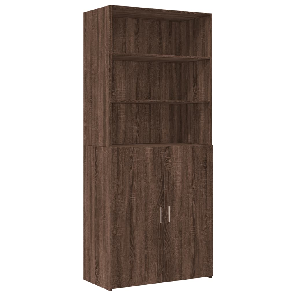 Brown oak storage cabinet 80x42.5x225cm engineered wood