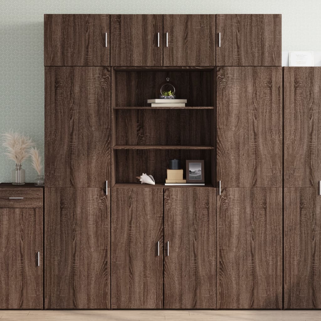 Brown oak storage cabinet 80x42.5x225cm engineered wood