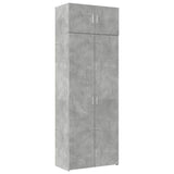 Armoire de rangement gris béton 80x42,5x225cm bois d'ingénierie