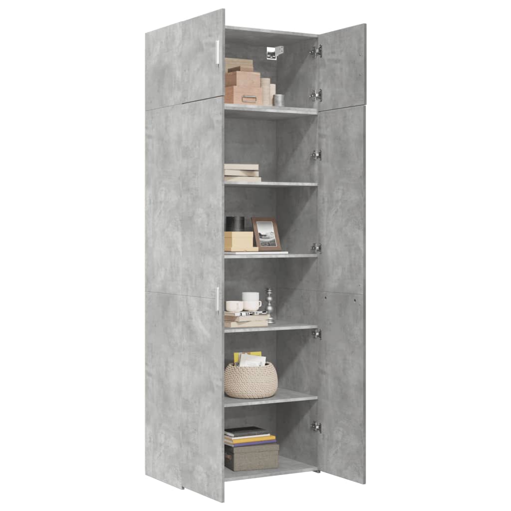 Armoire de rangement gris béton 80x42,5x225cm bois d'ingénierie