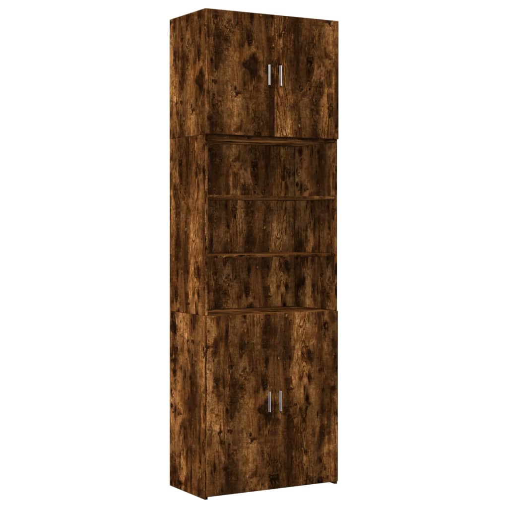 Buffet haut chêne fumé 80x42,5x249 cm bois d'ingénierie