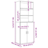 Buffet haut blanc 70x42,5x185 cm bois d'ingénierie