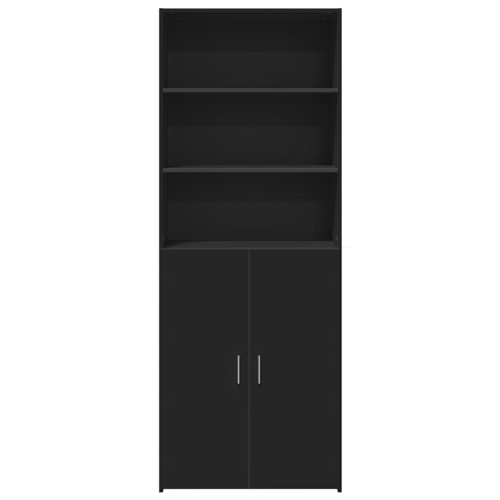 Buffet haut noir 70x42,5x185 cm bois d'ingénierie