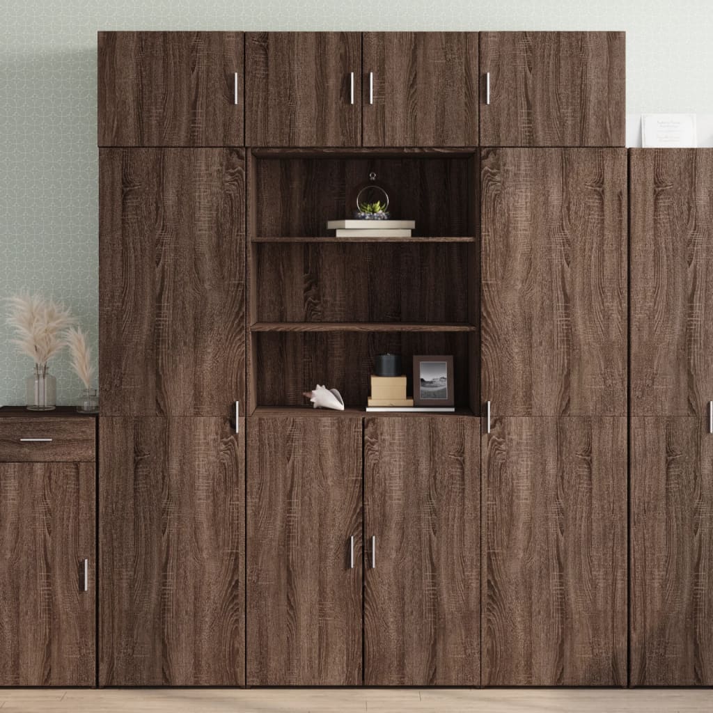 High sideboard brown oak 80x42.5x185 cm engineered wood