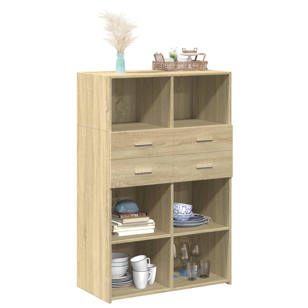 High sideboard sonoma oak 80x42.5x124 cm engineered wood