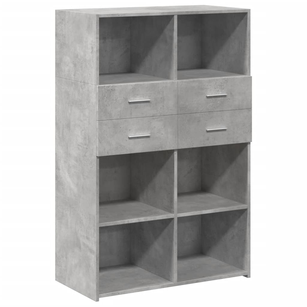 Concrete gray high sideboard 80x42.5x124 cm engineered wood