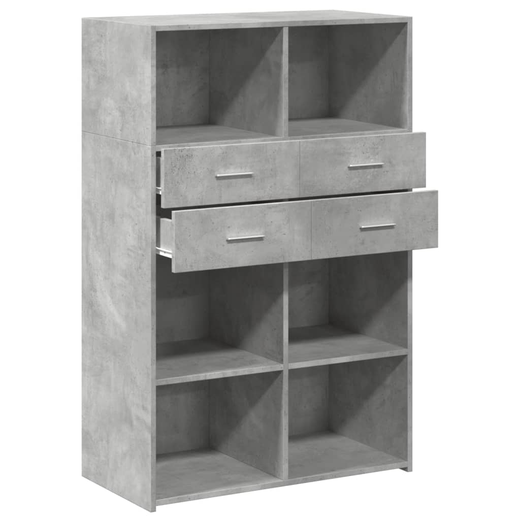 Concrete gray high sideboard 80x42.5x124 cm engineered wood