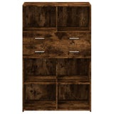 Buffet haut chêne fumé 80x42,5x124 cm bois d'ingénierie