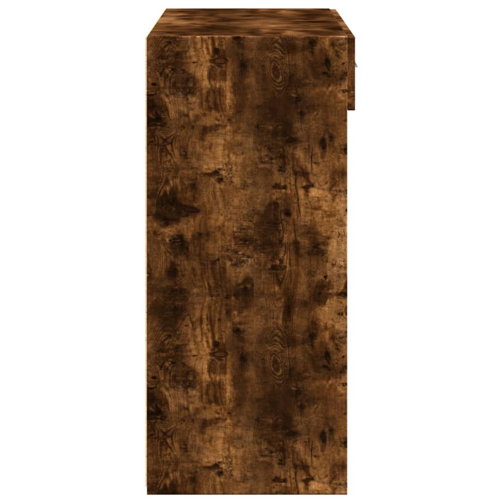 Buffet haut chêne fumé 80x42,5x124 cm bois d'ingénierie