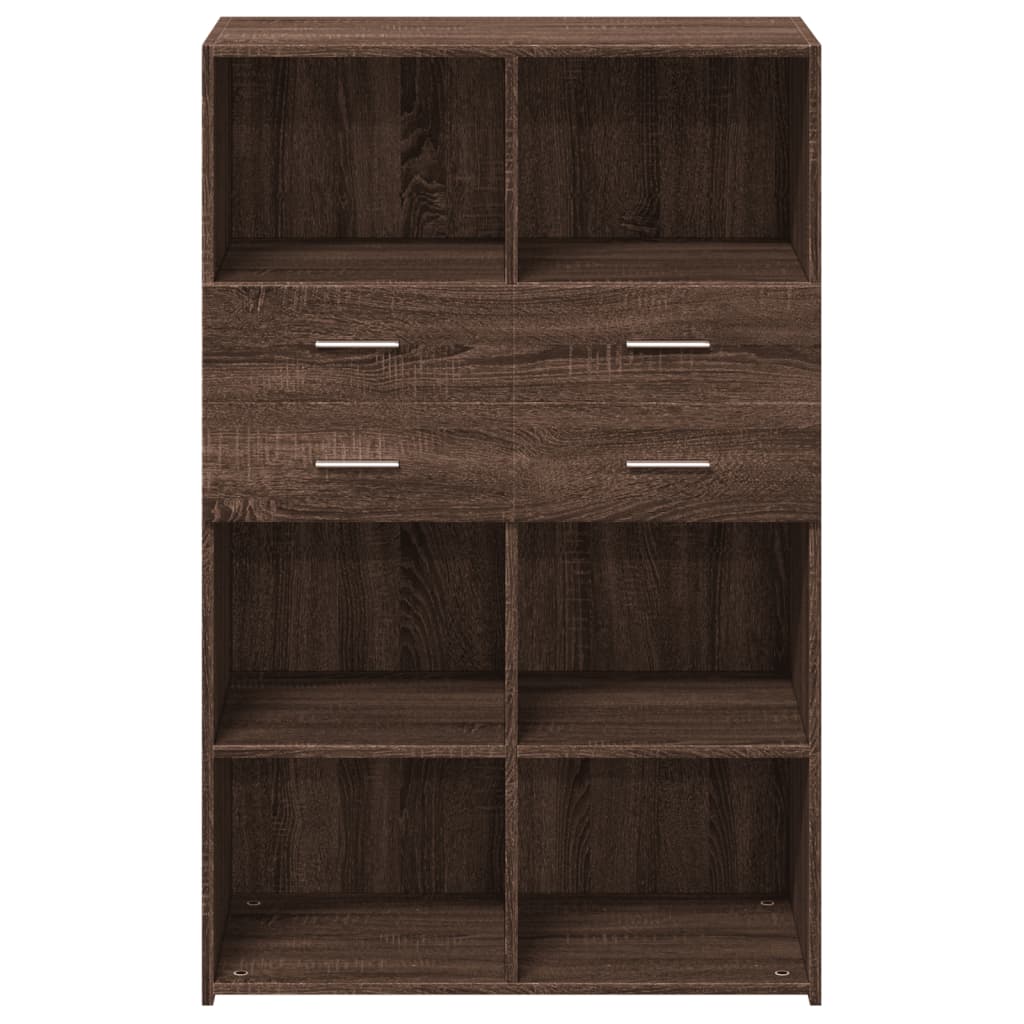 High sideboard brown oak 80x42.5x124 cm engineered wood